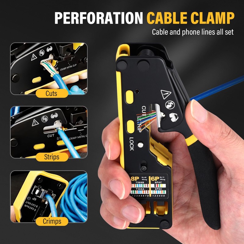 RJ45 Crimping Tool Kit - Network Tool Kit with Crimping