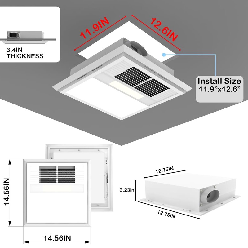 FLYINGFOX DC Bathroom Exhaust Fan 160 CFM with Light and