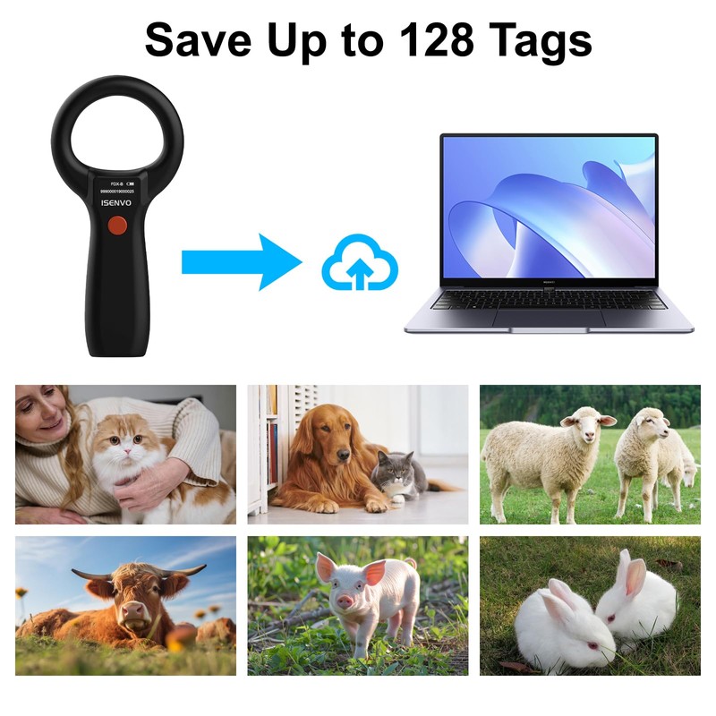 ISENVO Microchip Scanner, Animal Rabbit Dog Cats Pet Microchip Reader
