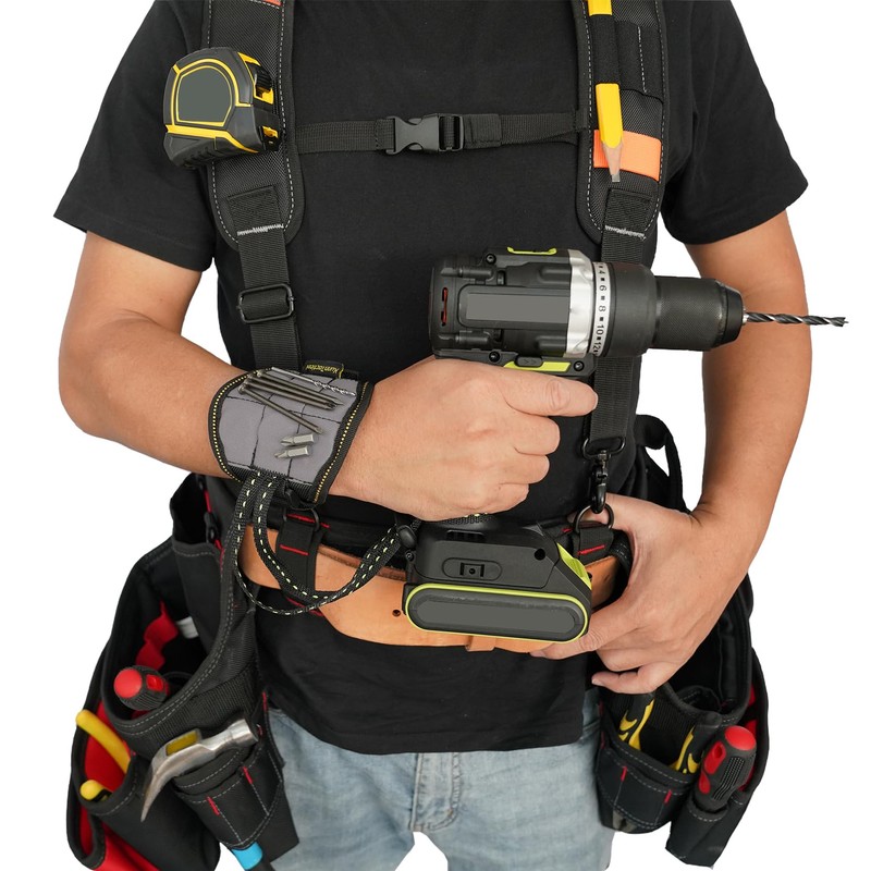 KUNN Tool Belt Suspender with Magnetic Wristband for Framer Carpenter