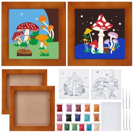 INFUNLY 2 Set DIY Mushroom Needle Felting Frame Kit Felt Painting Kit for Beginners Needle Felting Pad DIY Wool Needle Felting Starter Kit Decorative Frame with Instructions for Home Decoration