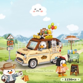 MEIEST Camping Building Blocks Set,Holiday Camper Collection Particle Construction Building Bricks Toy,Home Decor (Coffee Truck)