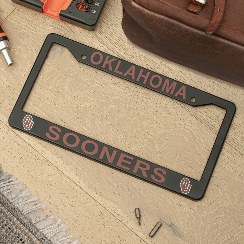 EliteAuto3K Oklahoma Sooners Black License Plate Frame Cover - EliteAuto3K