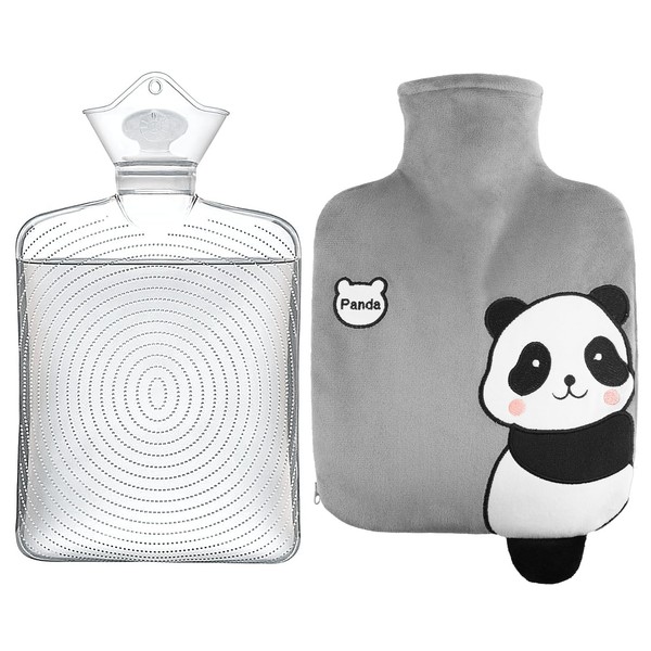 MOTIFUN Hot Water Bottle, Cute, With Cover, Capacity 0.6 gal (2 L), Eco-friendly, Hot Water Bottle, No Electricity Required, Soft, Warm Goods, Foot Protection, Cold Protection, Panda