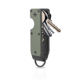Gugxiom Metal Key Organiser, Compact Key Organiser, Mini Keyring for Men and Women, Secures 2 ~ 6 Keys, Army Green, L