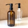 16oz Empty Stainless Steel Pump Bottles Dispenser 2 Pack Amber