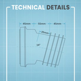 CranPlas | 14 Degree Angle Pan Connector | Leak-Proof Toilet Waste Pipe | Universal UK Fit | Durable & Easy to Install | Long Lasting