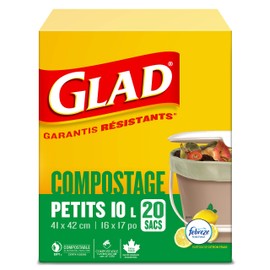 Glad 100% Compostable Bags - Small 10 Litres - Lemon scent, 20 Compost Bags