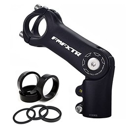 MTB Stem 0~90 Degree 90mm 110mm Adjustable Bike Stem for 25.4mm(1")/31.8(1-1/4") Handlebars, Suitable for Most of Mountain Bike, Road Bike, BMX with 6pcs Bike Headset Spacer (Black 31.8x28.6x90mm)