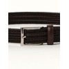 Beams Heart Men's Leather Belt, Mesh Elastic Belt, Braun