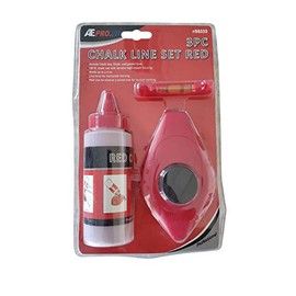 Professional EZ Travel Collection Chalk Line Reel Level and Powder Chalk Set (RED CHALK)