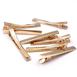 LEISURE CLUB Hair Clips, Approx. 40 Pieces, 2.6 inches (65 mm), Hair Clips, Metal Fittings, Hair Accessories, Parts, Gold, DIY, Hobby, Commercial Use, Adults and Children (Gold 2.6 inches (6.5 cm)