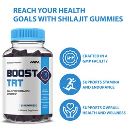 Boost TRT Maximum Strength Performance Gummies BoostTRT Gummy Supplement, Boost TRT Maximum Strength Advanced Shilajit Multivitamin Supplement, BoostTRT Health Gummies (1 Month Supply)