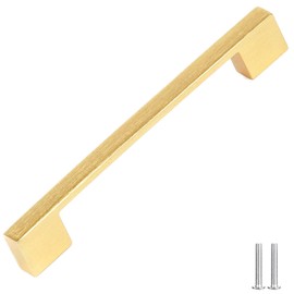 Decoranddecor Dimora D-Shape Cupboard Handles | Rectangular Kitchen Handles for Cupboards | Cabinet Pulls - 224mm, Matt Gold