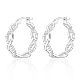 Women's Silver Hoop Earrings, 18 K Gold-Plated Hoop Earrings, Gold with AAA Zirconia, Silver