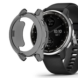 Lamshaw Compatible for Garmin D2 Air Case, Silicone Protective TPU Bumper Case Cover Compatible for Garmin D2 Air X10 (Transparent case-Black)