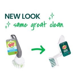 Scotch-Brite Handy Brush, Small and Durable Dish Brush with Handle for Scrubbing Hard-to-Reach Cookware, Tubs, Sinks, Car Tires, and More without Scratching, Antimicrobial, and Rinses Clean