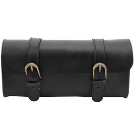 VGEBY Vintage Bike Bag, PU Leather Classic Handlebar Saddle Cycling Bag, Waist Front Rack Mount, Black, 22 x 9.8 x 6 cm