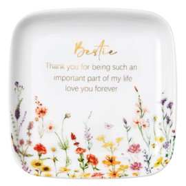 Crisky Birthday Gifts for Women Friendship, Gifts for Friends Besties Floral Trinket Ring Dish Jewelry Tray for Her Sisters Long Distance Graduation Gift Ideas