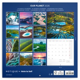 NOTIQUE Wall Calendar 2026 Our Planet Calendar, Brochure Calendar with Monthly Calendar, Brochure Calendar 30 x 30 cm (30 x 60 Open)