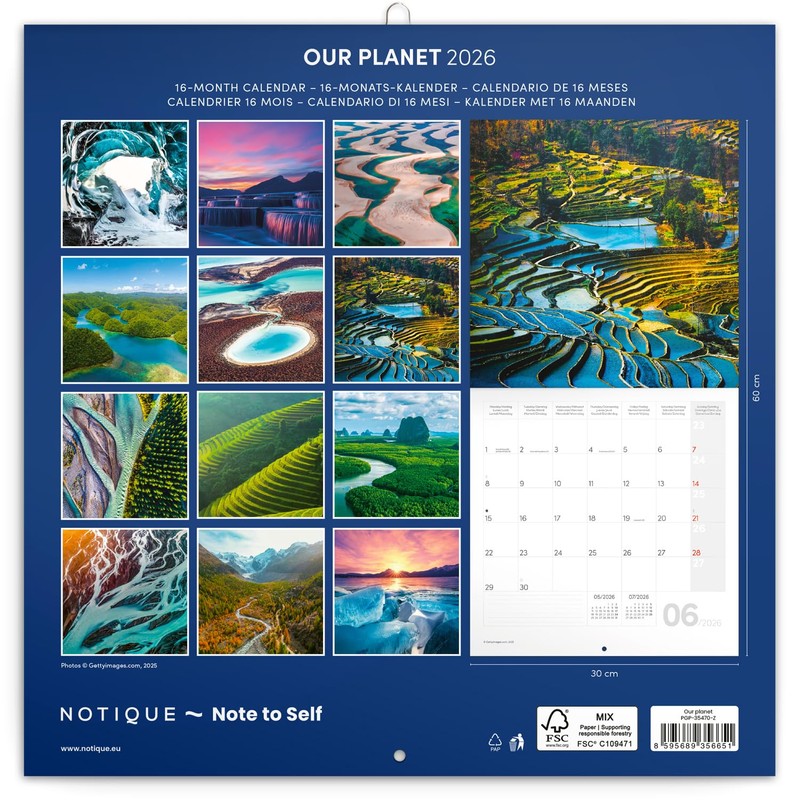 NOTIQUE Wall Calendar 2026 Our Planet Calendar, Brochure Calendar with