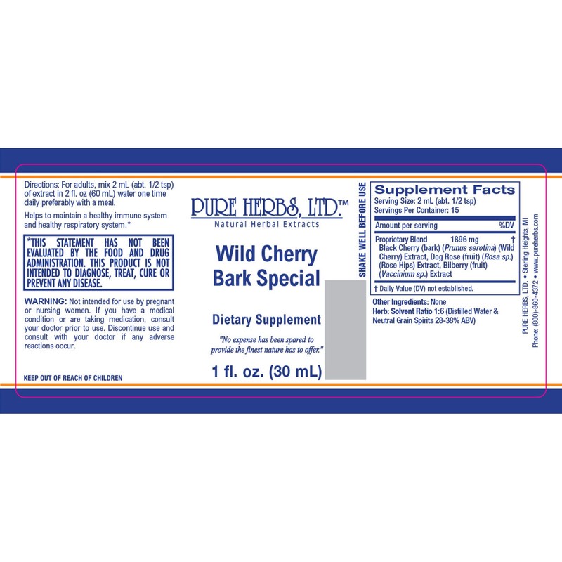 Pure Herbs: Wild Cherry Bark "Special" - 1 oz.