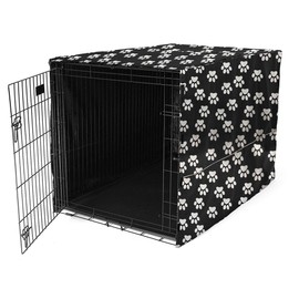 Morezi Dog Crate Cover for Wire Crates, Heavy Nylon Waterproof, Fits Most 30" inch Dog Crates, Easy to Put On, Take Off, and Adjust - Cover only - Black - Medium