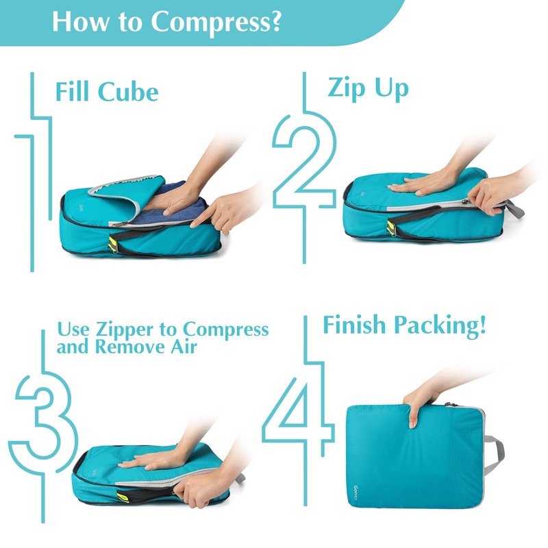 Gonex Compression Packing Cubes Extensible Organizer Bags For Travel Suitcase