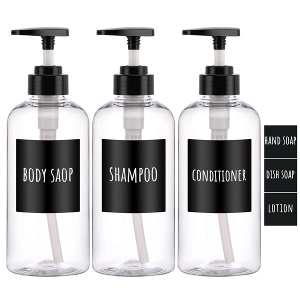 Segbeauty Shampoo Bottles, Shower Gel Dispenser, Pack of 3, 500