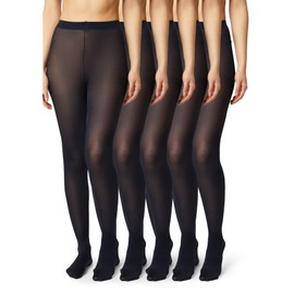 FM London 5-Pack Tights for Women - Comfortable Women's Tights with Stretch Fit Design - 40 Denier - Available in Black, Nude & Navy Colours - Soft and Durable Construction for All Occasions