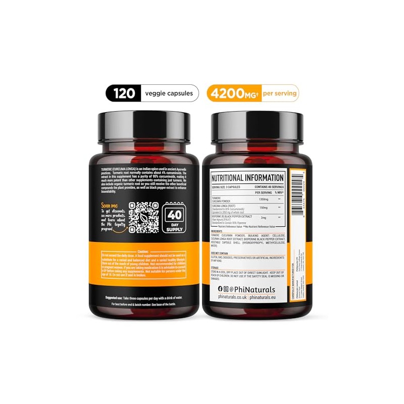 Turmeric Curcumin and Black Pepper Capsules - 500mg Per Capsule