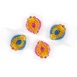 Earthen Diya Handmade Clay Terracotta Diwali Diya Oil Lamps for Pooja Deepak Decoration Rangoli Diva Deepam Decorative Lighting Accessories Traditional Indian Festival Décor (Shankh Shape - Set of 4)