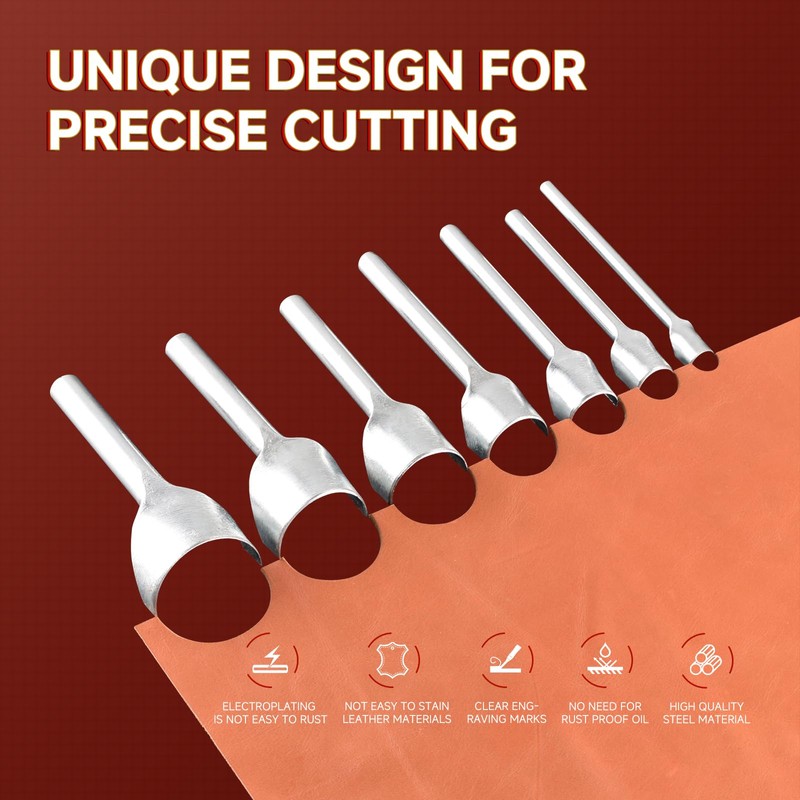 Leather Craft Tools - Juego de punzones de medio redondo,