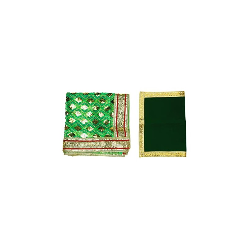 Chunari/Chunar/Chunni Decorative Cloth + Pooja Mat/Aasan Set of 2 for