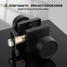 Goldenwarm Black Door Knobs, Matte Black Interior Door Knobs, Heavy Duty Zinc-Alloy Privacy Door Knob for Bedroom Bathroom (6 Pack)