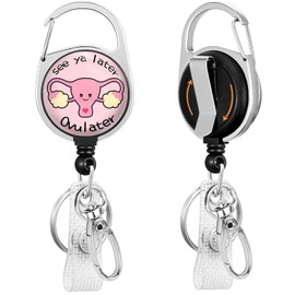 Nurse Badge Reel Retractable Heavy Duty with 360°Swivel Carabiner Clip, Uterus OB Nursing ID Badge Holder Retractable, Ovary Uterus ID Card Holder Nurse Teacher Retractable Keychain Name Badge Clip
