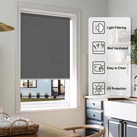 LazBlinds No Tools No Drill Cordless Roller Shades, Light Filtering Roller Blinds for Windows, Thermal Insulated UV Protection Roll Up Window Blinds and Shases, 48'' W x 72'' H, Grey