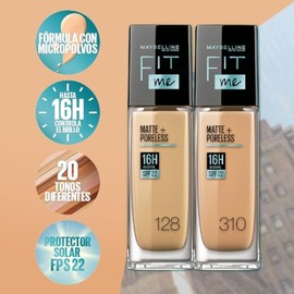 Maybelline Base de Maquillaje Líquida Fit Me Matte & Poreless, True Beige 222, 30 ml, matifica y controla brillo por 16h, minimiza la apariencia de po