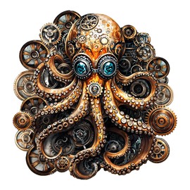 Wooden Puzzles for Adults, Wooden Jigsaw Puzzles for Adults Kids, Steampunk Doctor Octopus Unique Shaped Wood Puzzles Adult, Birthday Gifts for Friends Family Game, Home Decor (11.4 * 11.1in 190pcs)