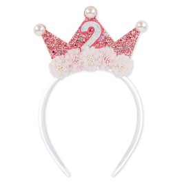 Semato 2nd Birthday Decorations Girl 2nd Birthday Crown Princess Birthday Girl Headband 2nd Birthday Gifts for Girls