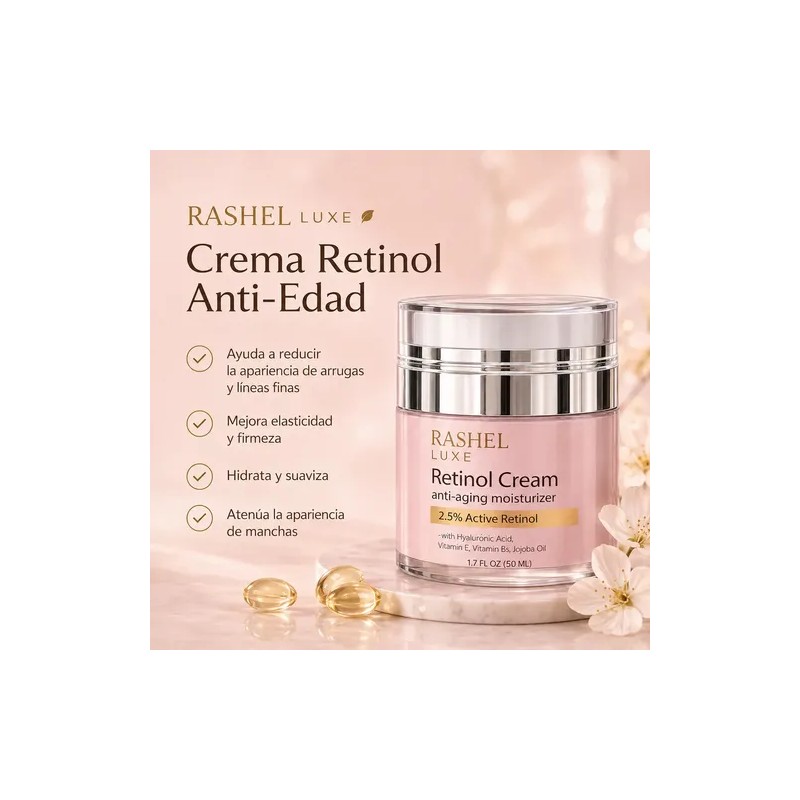 Crema Retinol, 2.5, Vitamina E Y B5, Aceite Jojoba, Arrugas