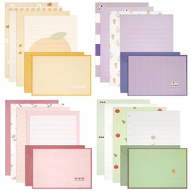 48 piezas de cartas y sobres estacionarios, kit de escritura de letras estilo animal, juego de papel de papelera Kawaii                               