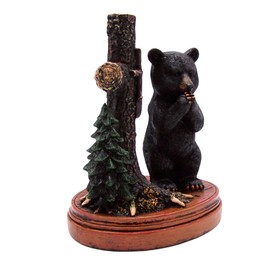 Wowser Decorative Praying Bear Figurine with Cross and Pine Tree, Freestanding Decor, 7.25 inches