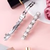 HINZIC 2Pcs Silver Pearl Hair Clips, Sparkly Crystal Rhinestone Wedding