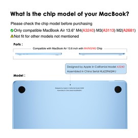 eleger Case Compatible with MacBook Air 13 Inch M4 A3240 M3 A3113 M2 A2681 [Match the Color of Mac], Released 2025 2024 2022, Hard Case for Mac Air 13.6 inch, Sky Blue Clear