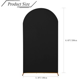 bricia Wedding Arch Backdrop Stand Cover, 6.6FT Double Sided Stretchy Arch Cover Fitted Wedding Birthday Party Banquet Decoration (Black 79.2''Lx39.6''W)