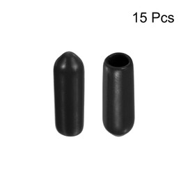 QUARKZMAN Pack of 15 Rubber End Caps 4.5 mm ID Rubber Caps Rubber Plugs Round Protective Caps Protective Cover End Tips Dust Protection for Wire Cable Thread Bolts Screws Spout Black