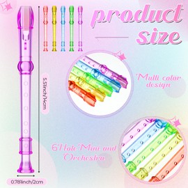 Lukmaa 100 Pieces Mini Translucent Soprano Recorder Plastic 6 Hole Soprano Descant for Kids Bulk Baroque Style Musical Recorders Bulk for Beginners Kids Flute