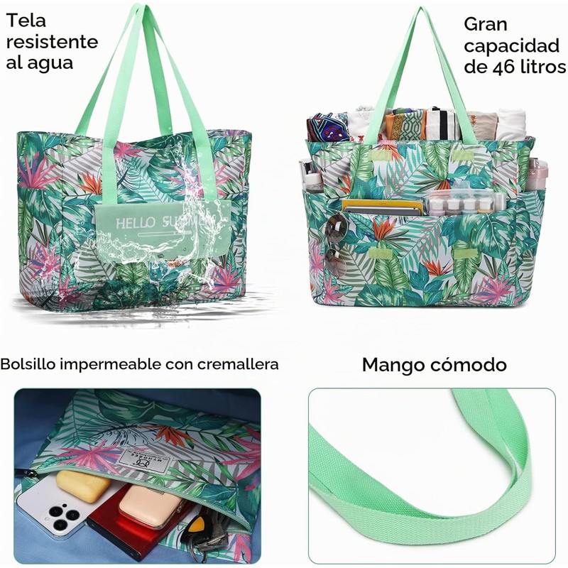 Travistar Bolsa de Playa para Mujer, Bolsa de Natación XXL,