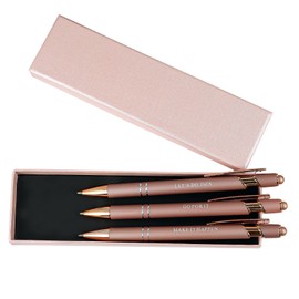 YUN CHUN 3PCS Fancy Pens for Women, Cute Ballpoint Pens Set with Stylus Tip, Best Pen Gift Set for Mom, Pretty Black Ink Pens with Positive Action Words, Elegant Nice Writing Pens for Mum, Pink